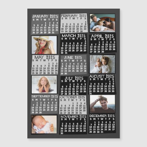 2024 Calendar Year Black Mod Photo Collage Magnet