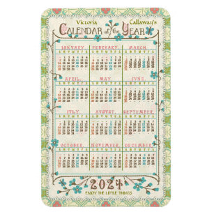2024 Calendar Year Custom   Victorian Art Nouveau Magnet