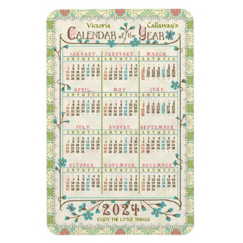 2024 Calendar Year Custom  Victorian Art Nouveau Magnet