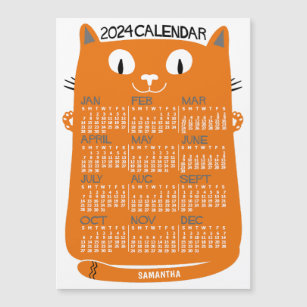2024 Calendar Year Mid-Century Orange Cat Magnet