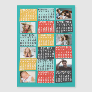 2024 Calendar Year Modern Photo Collage Magnet