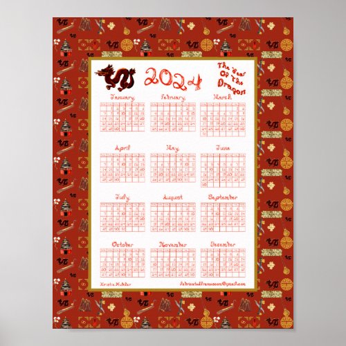 2024 Calendar Year Of The Dragon Chinese Favorites Poster