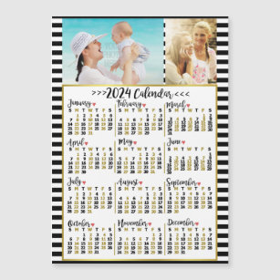 2024 Calendar Year Stripes   Custom Photos Magnet