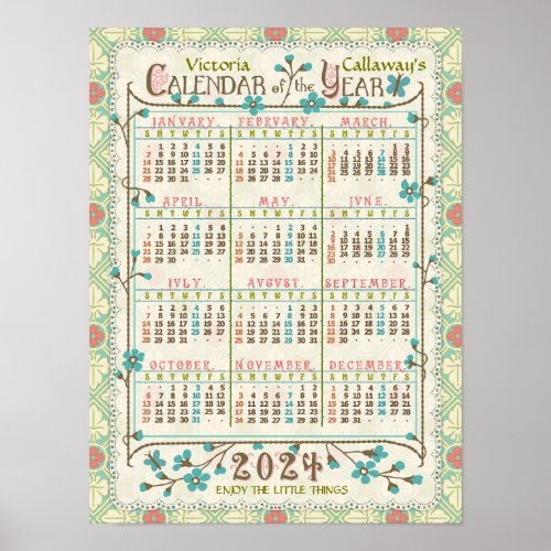 2024 Calendar Year Victorian Art Nouveau  Custom Poster