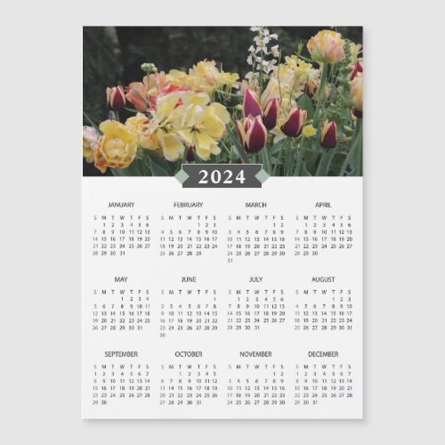 2024 Calendar Yellow Flower Garden Magnet