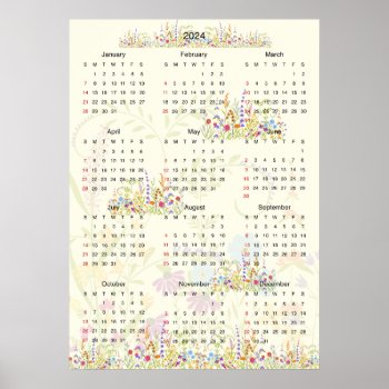 2024 Calender Wildflowers Poster by ArtPrint_colorncolor at Zazzle