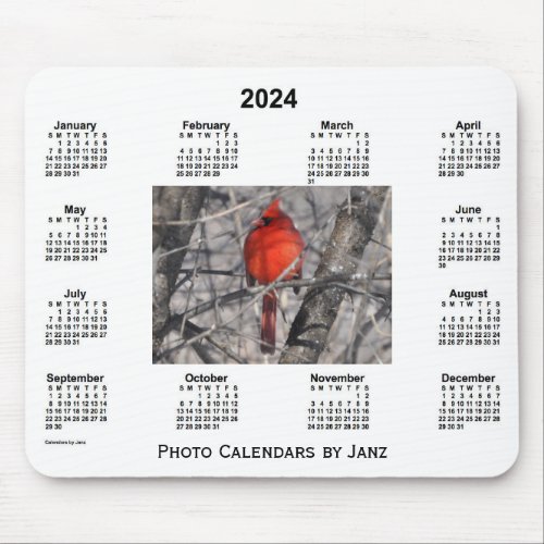 2024 Cardinal Framed Photo Calendar by Janz Mouse Pad