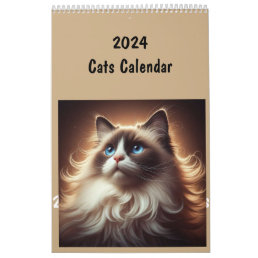 2024 Cats Breed Fun Animals Calendar