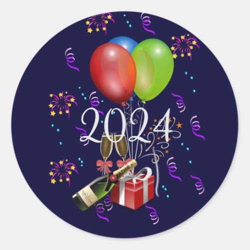 2024 Celebration time to party Classic Round Sticker