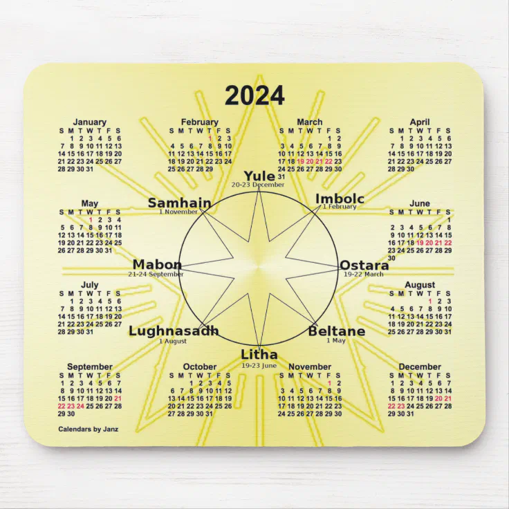 2024 Celtic Wheel of the Year Calendar by Janz Mouse Pad Zazzle