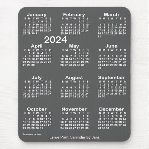 2024 Charcoal Large Print Calendar by Janz Mouse Pad