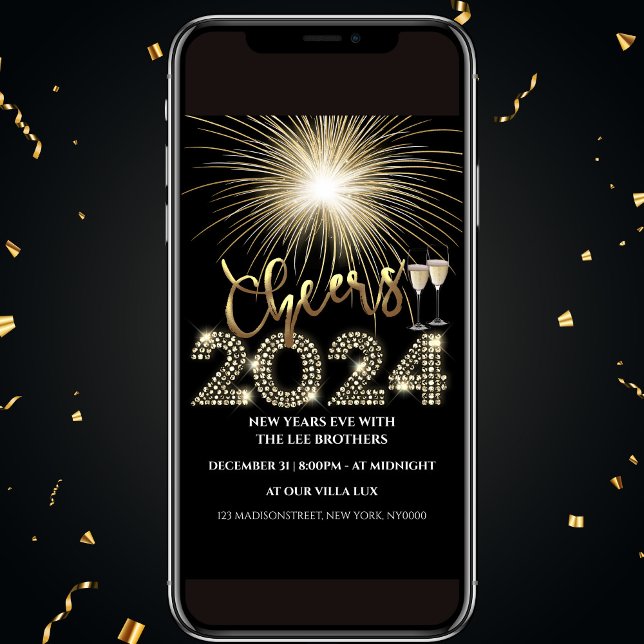2024 Cheers NYE Party Invitation (Creator Uploaded)