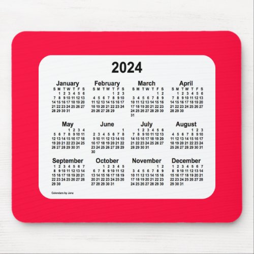 2024 Cherry Red Calendar by Janz Mouse Pad