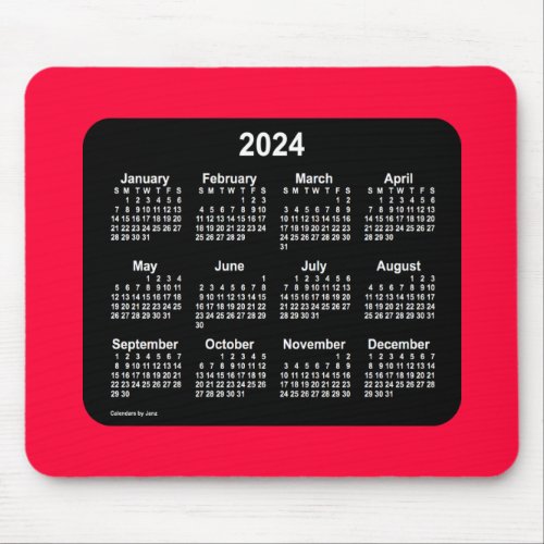 2024 Cherry Red Neon Calendar by Janz Mouse Pad
