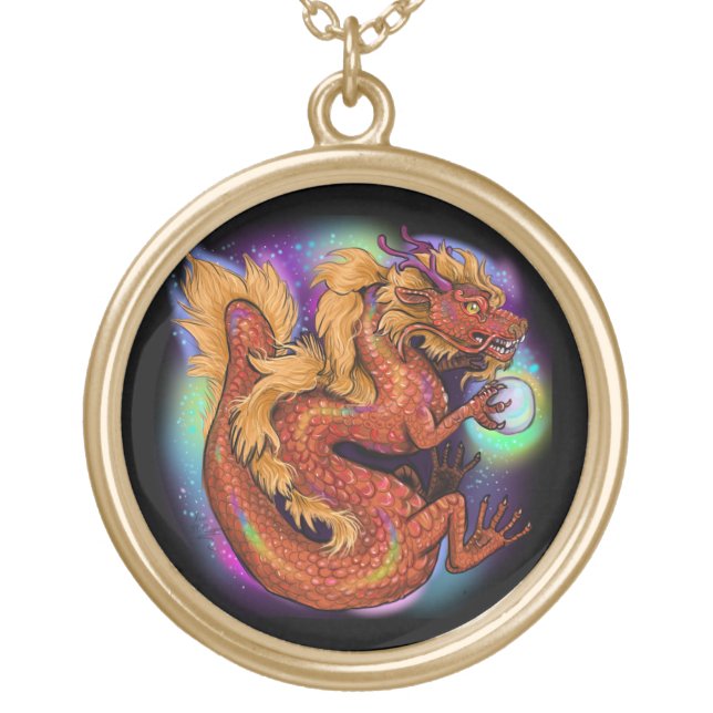 2024 Chinese Zodiac Year of the Dragon Gold Plated Necklace (Front)