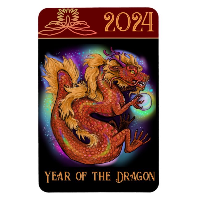 2024 Chinese Zodiac Year of the Dragon New Years Magnet (Vertical)