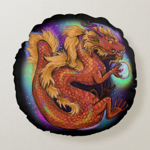 2024 Chinese Zodiac Year of the Dragon Round Pillow