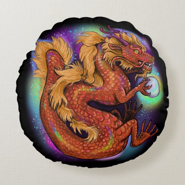 2024 Chinese Zodiac Year of the Dragon Round Pillow (Front)