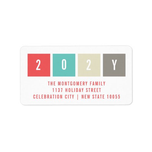 2024 Color Blocks Modern New Year Holiday Address Label