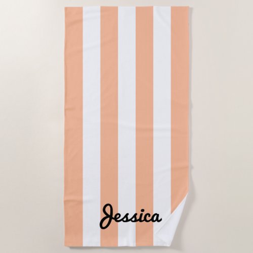 2024 Color of the Year Peach Stripe Beach Towel