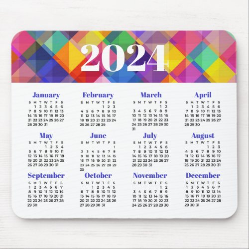 2024 Colorful Calendar Mouse Pad