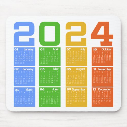 2024 Colorful Calendar Mouse Pad
