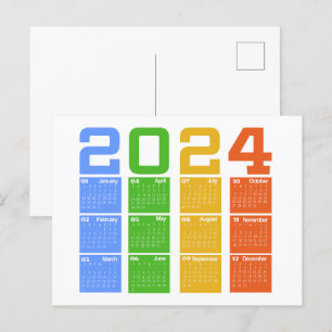 2024 Colorful Calendar Postcard