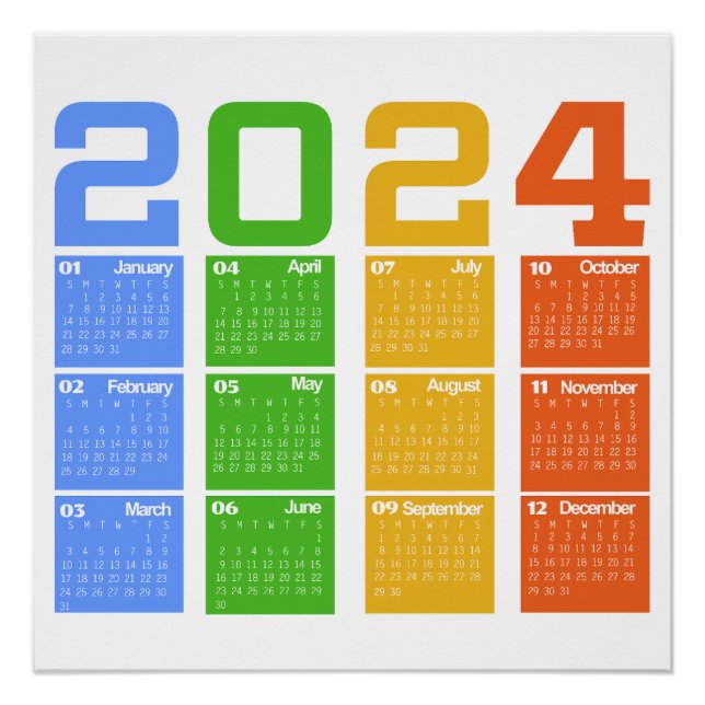 2024 Colorful Calendar Poster (Front)