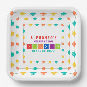 2024 Colorful Mexican Fiesta Graduation Party Paper Plates