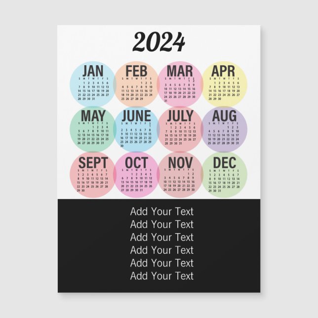 2024 - Colorful Monthly Calendar (Front)