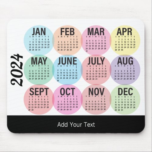 2024 _ Colorful Monthly Calendar Mouse Pad
