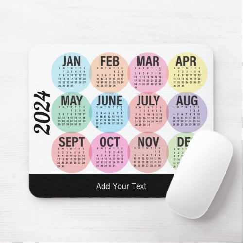 2024 _ Colorful Monthly Calendar Mouse Pad