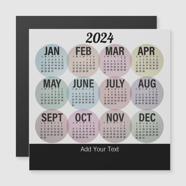 2024 - Colorful Monthly Magnet Calendar (Front/Back)
