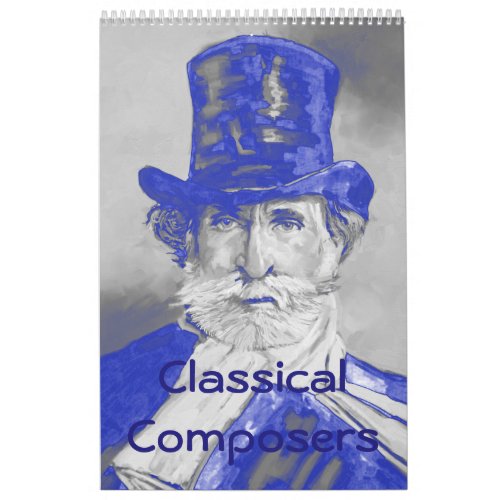 2024 Composers Portraits _ Symphony in Blue  Grey Calendar