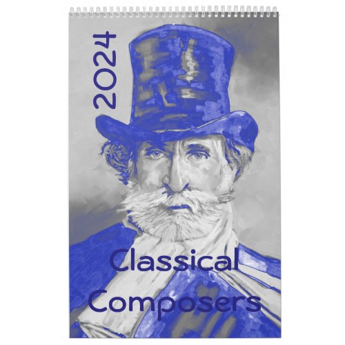 2024 Composers Portraits _ Symphony in Blue  Grey Calendar