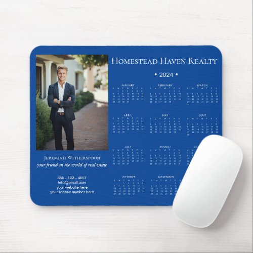 2024 Corporate Mouse Pad Photo Calendar _ Blue