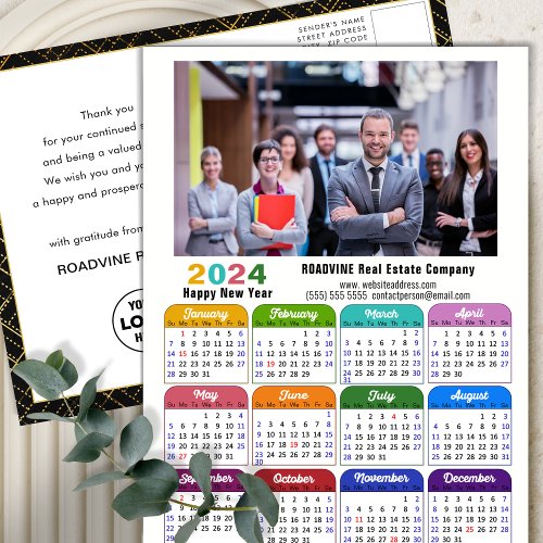 2024 Corporate Photo Colorful Calendar US Holidays Holiday Postcard