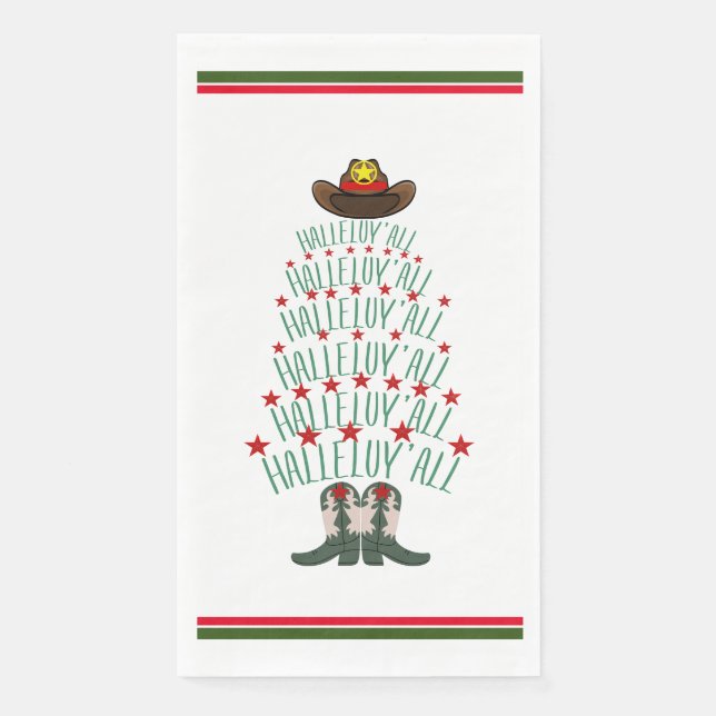 2024 Cowboy Christmas Tree guest Paper Guest Towels (Front)