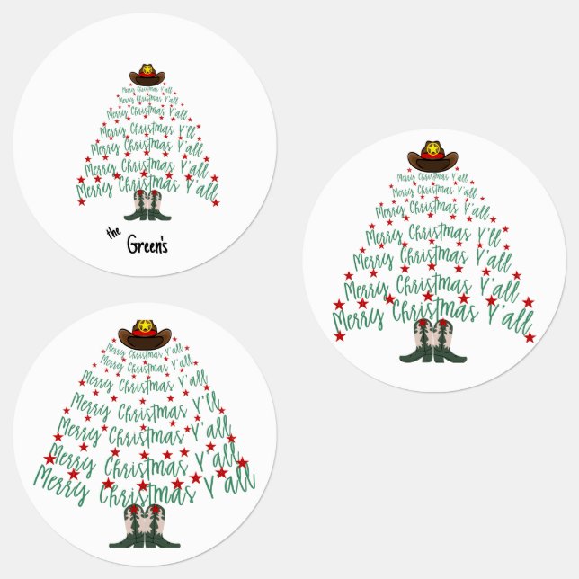 2024 Cowboy Christmas Tree Round Labels (Group)