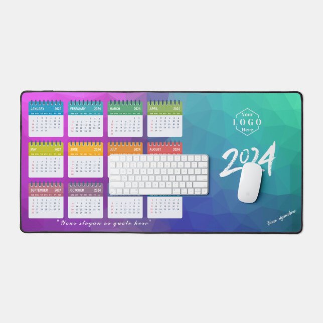 2024 Custom Logo Business and Corporates Calendar  Desk Mat (Keyboard & Mouse)