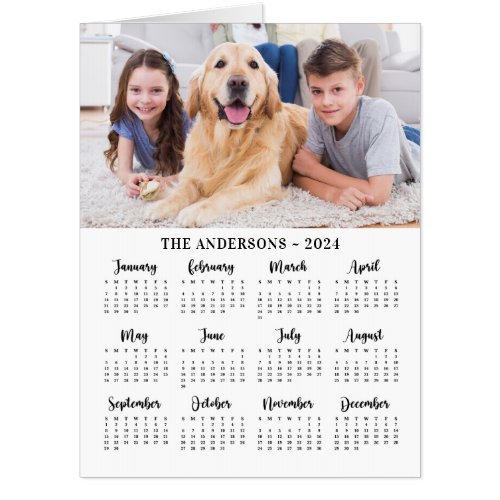 2024 Custom Photo 12 Month New Year Calendar Card