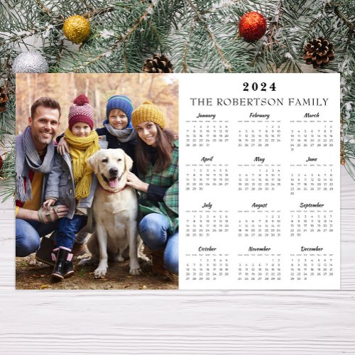 2024 Custom Photo  Family Name 12 Month Calendar Poster