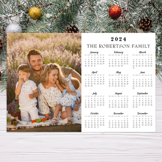 2024 Custom Photo & Family Name 12 Month Calendar Poster (Creator Uploaded)