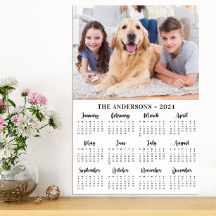 2024 Custom Photo New Year 12 Month Calendar Poster
