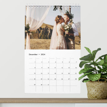 2024 Custom Wedding Photo Chic Script Calendar by StampsbyMargherita at Zazzle