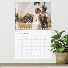 2024 Custom Wedding Photo Chic Script Calendar at Zazzle