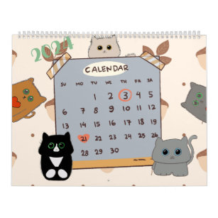 2024 Cute Cat Family Calendar