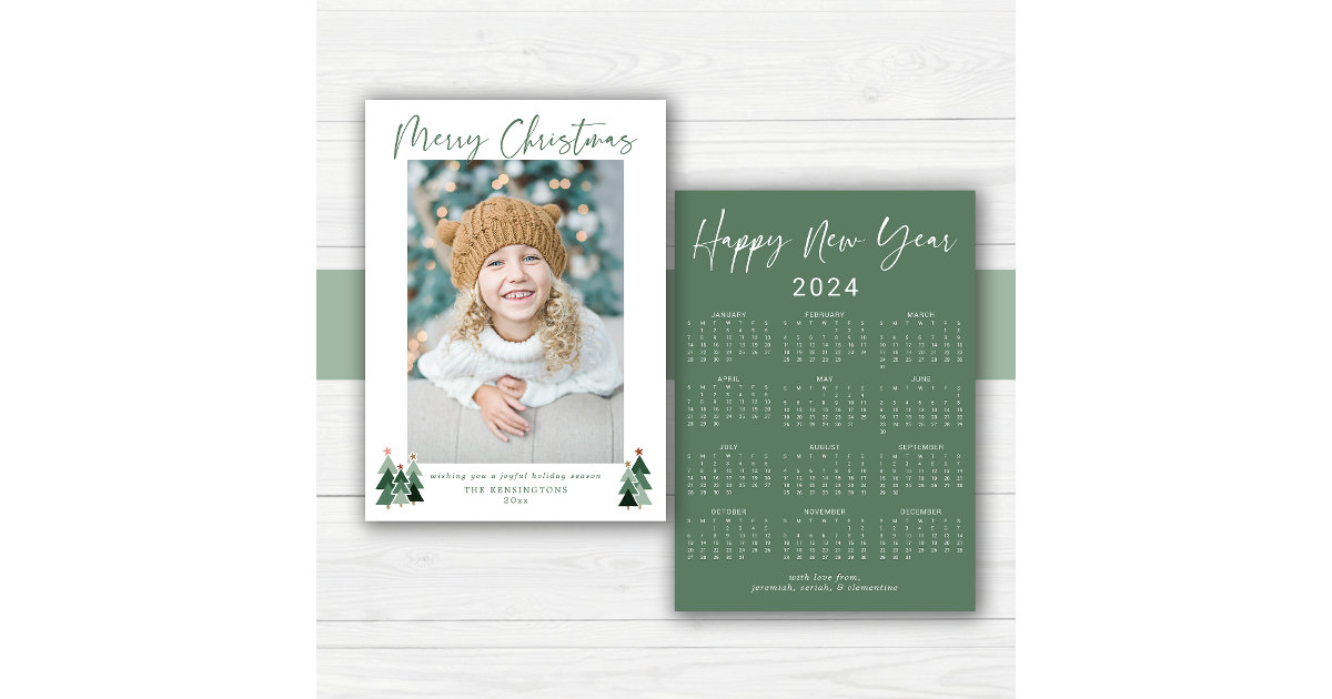 2024 Cute Green Christmas Photo Calendar Holiday Card | Zazzle 2024 Cute Green Christmas Photo Calendar Holiday Card | Zazzle