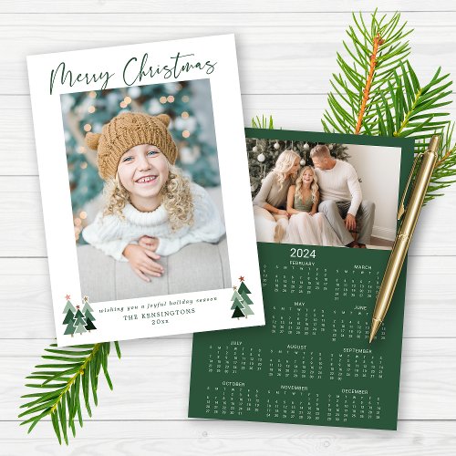 2024 Cute Minimalist Christmas 2 Photo Calendar Holiday Card