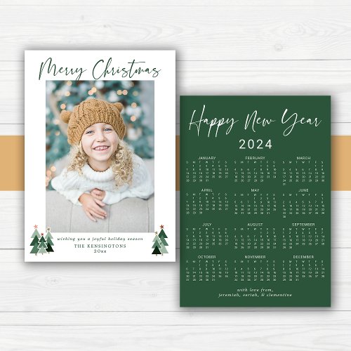 2024 Cute Minimalist Christmas Photo Calendar Holiday Card